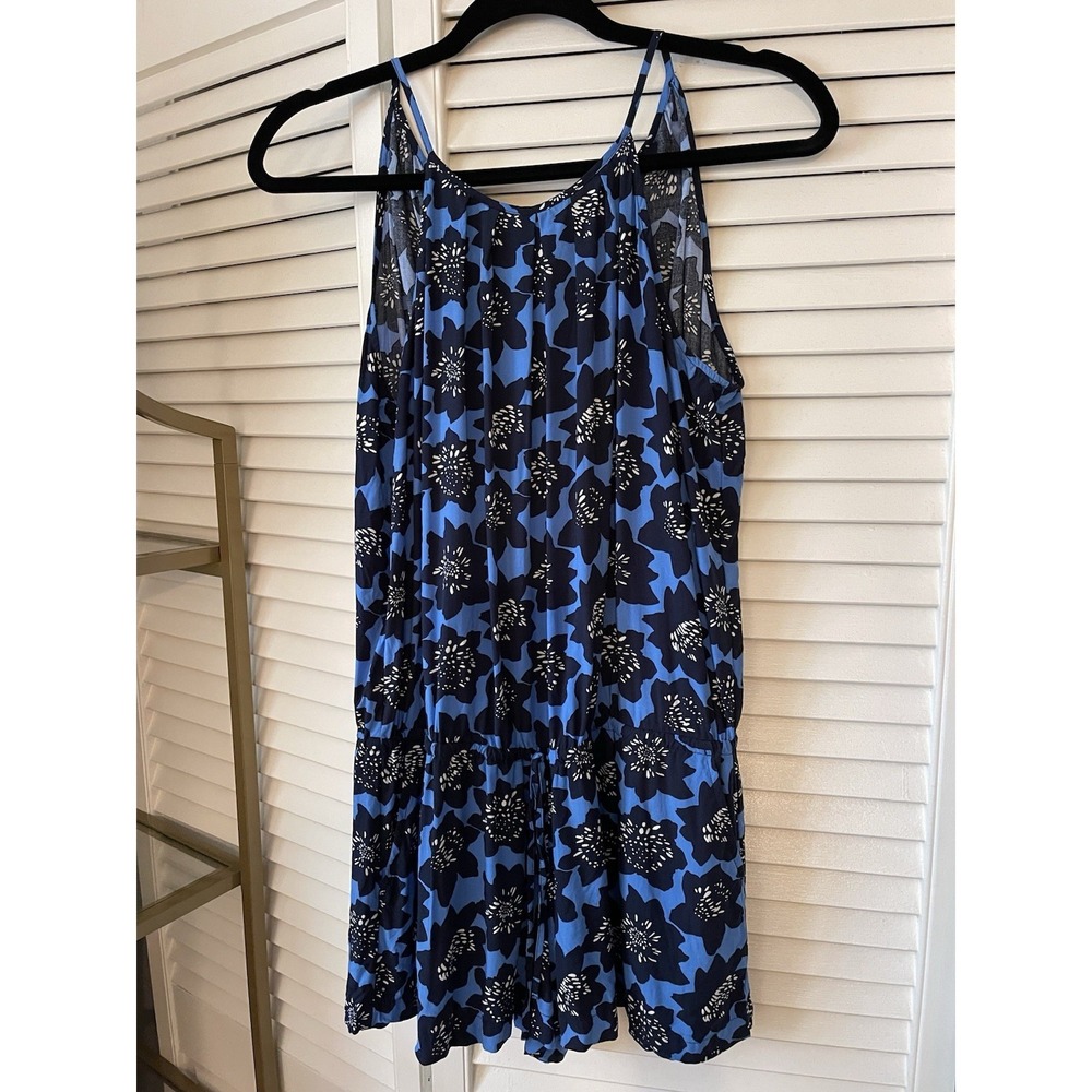 GAP Romper Womens Small Floral Blue‎ Black Halter High Neck Sleeveless Oversized